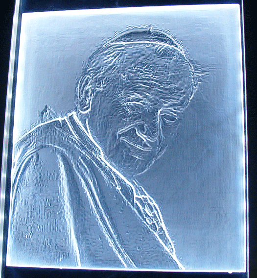 Another Relief 3-D Engraving showing Pope John Paul II with light-source from the side