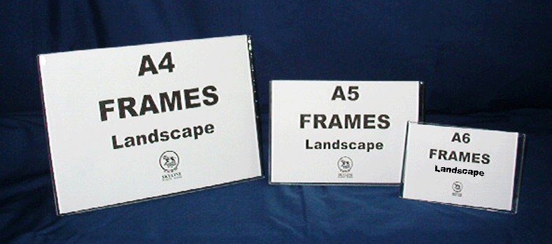 The three standard sizes of the horizontal frames