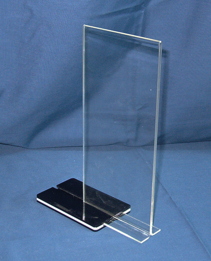 The T-Menu Holder showing the sliding feature that holds the holder together