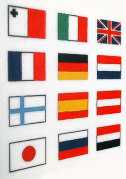 Engraved International Flags with mixed colours