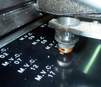 Detail of the engraving head of one of our engraving machines