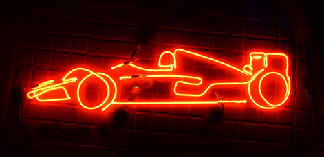 One of the most popular sports, Formula One in Red Neon